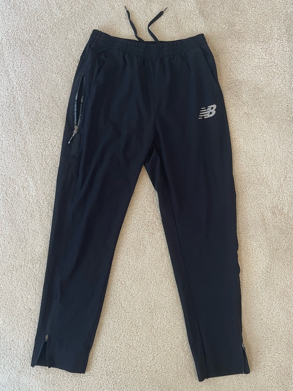 New Balance Men's Black Athletic Track Pants Reflective Trim size M